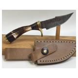 (SC) 6' Fixed Blade Damascus Style Knife With