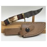 (SC) 6' Fixed Blade Damascus Style Knife With