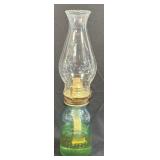 (F) Blue Quart Ball Perfect Mason Oil Lamp 15.75'