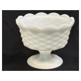 (B) Vintage Indiana Milk Glass Footed Pedestal