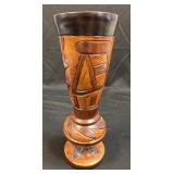 (C) Hand-Carved Wooden Vase 8' Tall