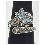 (SC) Sterling Silver Turquoise Spoon Ring 
