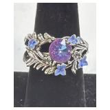 (SC) Elegant Iris Ring Set With Sparkling Blue