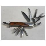 (SC) Unbranded Wood Handle Multi-tool Collectible