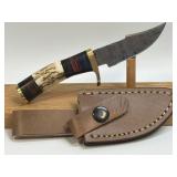 (SC) 6' Fixed Blade Damascus Style Knife With