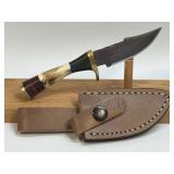(SC) 6' Fixed Blade Damascus Style Knife With