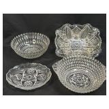 (B) 4 Assorted Clear Glass Serving Dishes as
