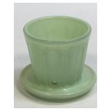 (D) Miniature Glass Flower Pot Jadeite Color