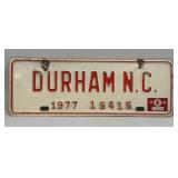 (D) Vintage 1977 Durham NC License Plate