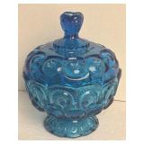 LE Smith Aqua Blue Moon & Stars Glass Candy