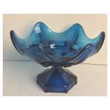 VIKING Mid Century Modern Pedestal Bowl Bluenique