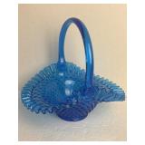 Vtg Fenton Art Glass Colonial Blue Hobnail Large