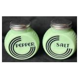 Jadeite Glass Salt and Pepper Shakers Depression