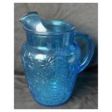 Anchor Hocking Spring Song Blue Embossed Pitcher
