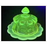 Uranium Glass Mosser Glass Cherry and Cable