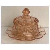 Pink Cherry & Cable Thumbprint Cloche Butter Dish