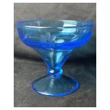 Blue Etched Glass Compote 4 1/2ï¿½