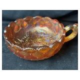 Vintage Imperial Amber Carnival Glass Pansy Round
