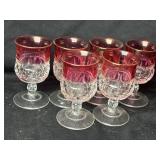 Cranberry Thumbprint Kings Crown Water Goblets