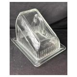 1996 THT HEAVY GLASS ANGLED CHEESE DISH WITH LID