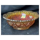 Marigold Iridescent Carnival Glass Bowl 4 1/2ï¿½ x