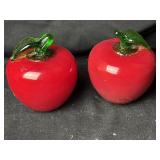 2 Murano Style Art Glass Apple 4ï¿½-One Is Damaged
