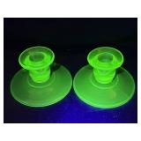 Uranium Glass Candle Holders