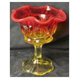 Amberina Glass Footed Compote Bowl Candy Dish 5ï¿½