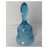 Vintage FENTON Blue Glass Bell English Diamond