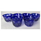 Vintage Edo Kiriko Cobalt Blue Cut Clear Glass