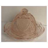EAPG Pink Glass Covered Butter Dish Massachusetts