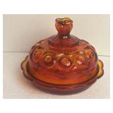 LE Smith Moon & Stars Amberina Glass Covered