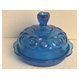 LE Smith Moon & Stars Colonial Blue Butter Dish
