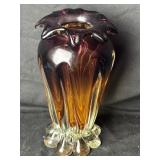 Vintage Blown Czech Art Glass Vase 9ï¿½