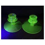 Uranium Glass Candle Holders