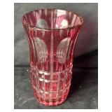 Bohemian Ruby Cut To Clear Vase 6 1/2ï¿½