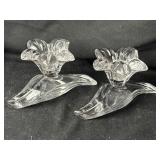 2 Vintage Gorham "Daffodil" Clear Crystal  Candle