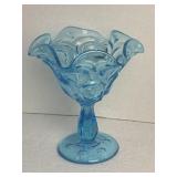 Vintage LE Smith Clear Blue Glass Moon And Stars