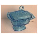 Vintage Indiana Glass Horizon  Blue Lace Edge Lid