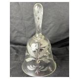 Vintage Clear Glass Bell,Frosted & Cut Design,