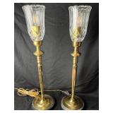 2 Ratan Spiral Hourglass Brass Lamps 23 1/2ï¿½