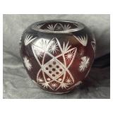 Bohemian Czech Ruby Cut To Clear Vase 7ï¿½