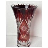 Vintage Badash Ruby Red Cut To Clear Art Glass