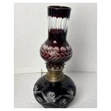 Bohemian Ruby Cut To Clear Oil Lamp 7 1/2ï¿½