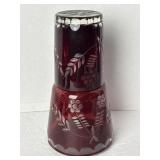 Vintage Bohemian Ruby Red Cut to Clear Glass