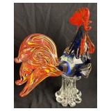 Handblown Murano Style Art Glass Rooster 12ï¿½