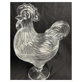 11ï¿½ Clear Glass Rooster Candy Dish