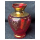 VTG Estate Czech Bohemian Ruby Red & Gold Accent