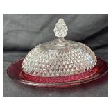 Vintage Indiana Glass Diamond Point Ruby Flash