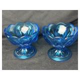 2 Vintage Anchor Hocking Blue Fairfield Glass